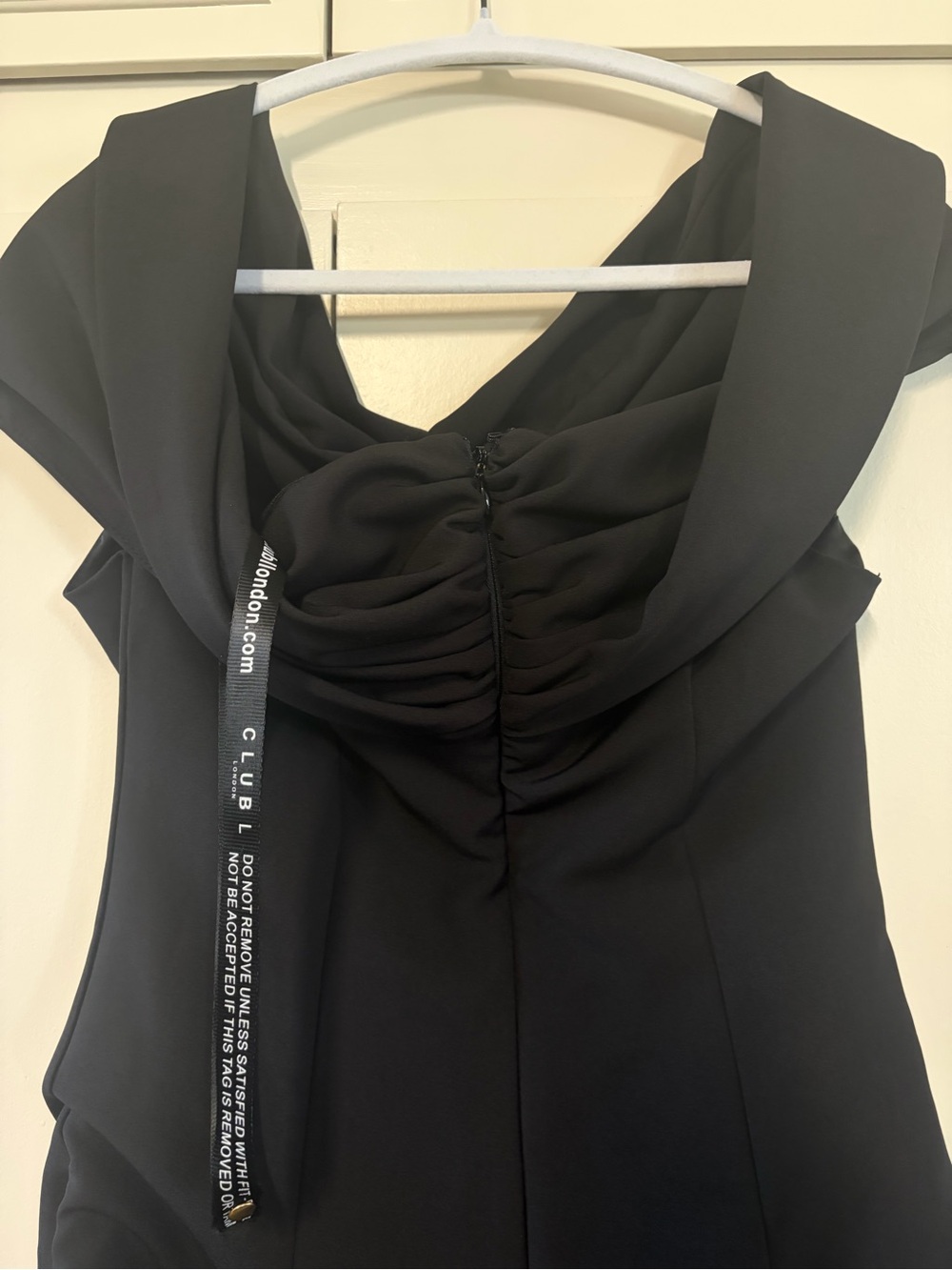 Club L London Marguerite Black Twisted Bardot Drop-Waist Maxi Dress 6 NWT - Picture 12 of 15